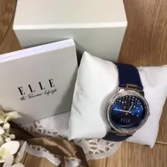 ELLE エル レディースウォッチ ラインストーン アナログ レザーベルト