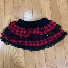 ミニスカート サイズ110 赤と黒　ギンガムチェック　フリル