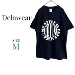 Delawear【M】半袖プリントTシャツ カジュアル 夏 ブラック 綿100%