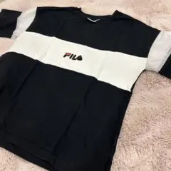 FILA メッシュ袖 Tシャツ 黒/白