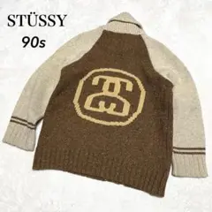 【美品】オールドステューシー 90s ジッパーニット シャネルロゴ Lサイズ