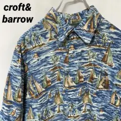 N-5503 croft&barrow アメリカ古着 アロハシャツ 総柄 帆船M