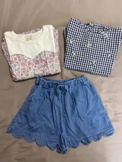 プティマイン 半袖トップス半袖2枚➕ショートパンツ1枚セット　110cm