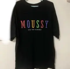 MOUSSY カラフルロゴ ブラックTシャツ
