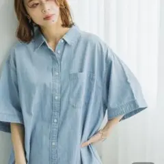 studioCLIP ワイドデニムシャツ【Lサイズ】　《CLIP denim》