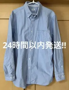 【美品】ユニクロ　UNIQLO メンズ　オックスフォードシャツ　ブルー　XL