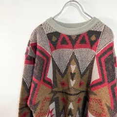 Modiglani 総柄ニット ビッグシルエット ボックスシルエット 肩落ち