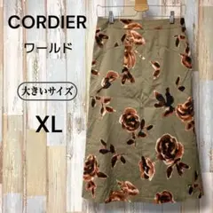 大きいサイズ コルディア 花柄 コットン ストレッチ フレアスカート XL