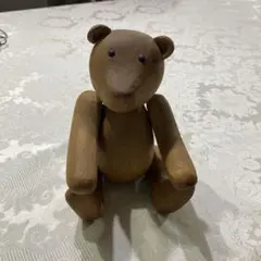 木製クマ型置物 手足可動式 約15cm
