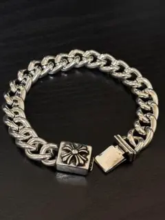 ブレスレット　真鍮無垢　ビンテージ　silver Lion face 燻し加工