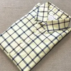【美品】ブルックスブラザーズ　長袖チェックボタンダウンシャツ　ベージュ系