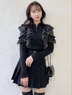 dazzlin ダズリン フロントホック長袖フリルトップス
