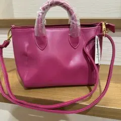 ピンク 合成皮革 ハンドバッグorショルダーバッグ