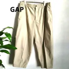 【GAP】ベージュ ワイドパンツ メンズ　アンクル　ゴムウエスト　Lサイズ
