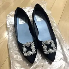 エマフランシス フラットビジューバックル パンプス 24.5cm ブラック