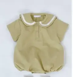 petit kid シンプル丸襟ロンパース グリーン　60cm