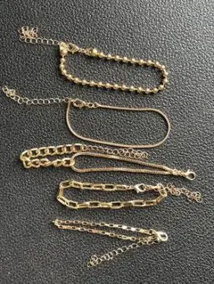【新品】高見え！ ゴールド チェーンブレスレット 5本セット メンズ　レディース