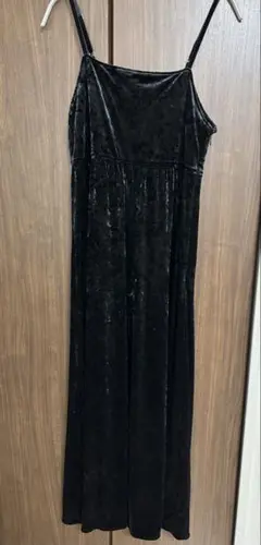 JEANASIS ベロアキャミロングワンピース ブラック