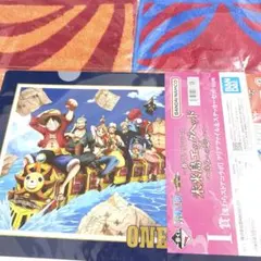 ワンピースくじ　クリアファイルステッカーとタオル3点