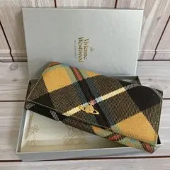 【新品】VivienneWestwood 長財布 イエロー チェック オーヴ