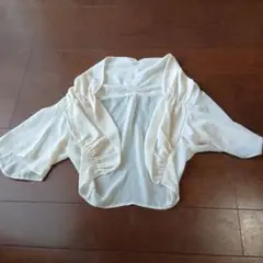 オフホワイト 半袖カーディガン 9R