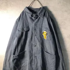 【ヴィンテージ】ヒッコリーワッペン刺繍デニムシャツ アメカジ 古着AS70