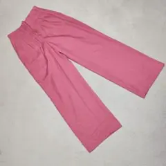 良品★GU カラースラックス ウエストタック センタープレス 春夏 ピンク M
