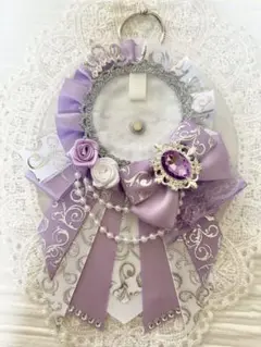 ୨୧1573 ハンドメイド 痛ロゼット♡ラベンダー×ホワイト(シルバーベース)