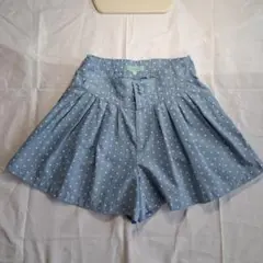 リンディ水色ドットプリーツショートキュロットパンツ１６０cm(Lサイズ)