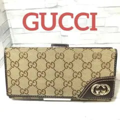 N ⑩ GUCCI グッチ 長財布 GGキャンバス 財布 ブラウン 茶