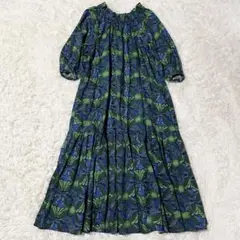 【美品】ナノユニバース アフリカンバティックプリントワンピース 7分袖