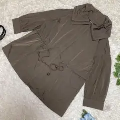 美品　DKNY スプリングジャーナル　グリーン　ウエスト紐　比翼　4サイズ