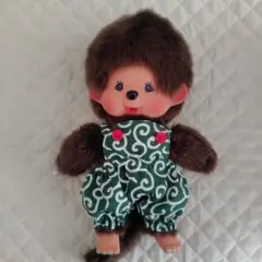 モンチッチ Sサイズ向け♪ ハンドメイド ♪ふっくらサロペット♪唐草模様緑