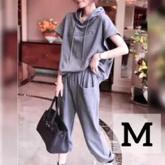 【新品】フーディー パンツ セット　セットアップ　ラベンダーグレー　上下 M