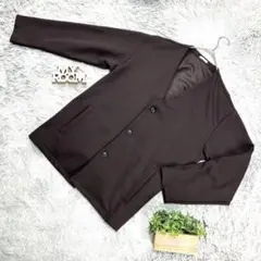 美品❗️【GU】ジーユー ノーカラーダブルボタンジャケット(L)濃茶色