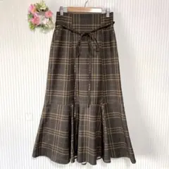 美品★ 【ジャスグリッティー】 ヘムフレアスカート （M） チェック柄 リボン