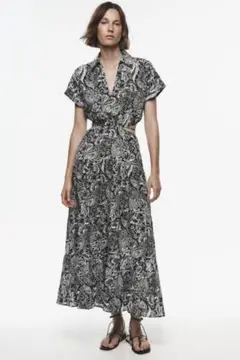 Zara rustic cut out shirt dress S