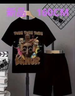 新品　キッズ　ブラック キャラクターTシャツ ショートパンツセット