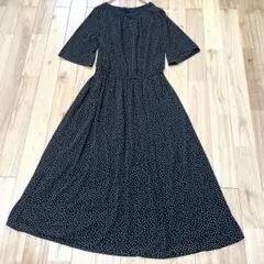 美品！トランスワーク TRANS WORK 水玉 ドット ロングワンピース L