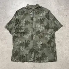 バティックベイ アロハシャツ リーフ オリーブ 総柄 レーヨンM【SS018】