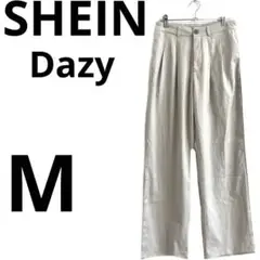 SHEIN Dazy タックワイドパンツ　スラックス　グレー、ベージュ系　M