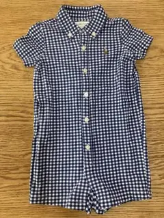 Ralph Lauren 半袖ロンパース 6M ネイビー・ホワイトチェック