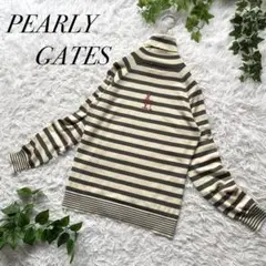 PEARLYGATES ニット セーター ハイネック うさぎ 刺繍 ボーダー