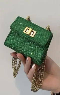 緑色スパンコールショルダーバッグ