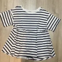 Ray BEAMS 白黒ストライプ 半袖チュニック