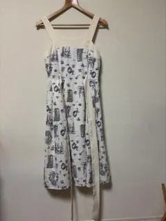 アクシーズファム　アイボリー プリント柄 ノースリーブワンピース