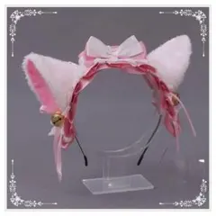 カチューシャ ねこ耳 レース コスプレ ハロウィン ヘアアクセサリー ピンク