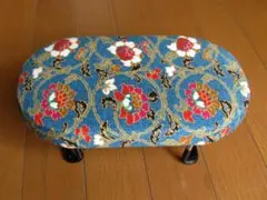 中古 美品 折りたたみ 座椅子 青色花柄