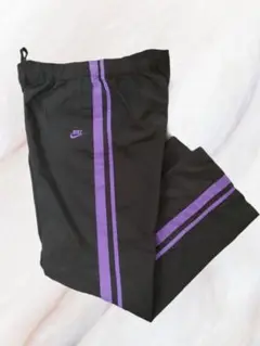 00s Nike 銀タグ 黒紫 トラックパンツ L オールドナイキ Y2K