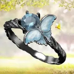 シルバー リング サファイア 蝶 バタフライ 指輪 おしゃれ かわいい 9号
